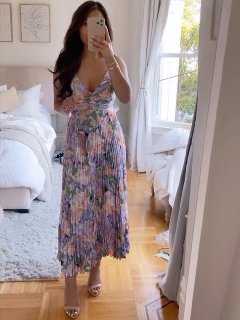New ASTR the label Blythe Floral Plisse Midi Dress